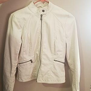 Off white faux leather jacket